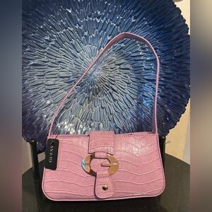 GUESS New Pink-Purple Croc-Embossed Shoulder Bag NWT